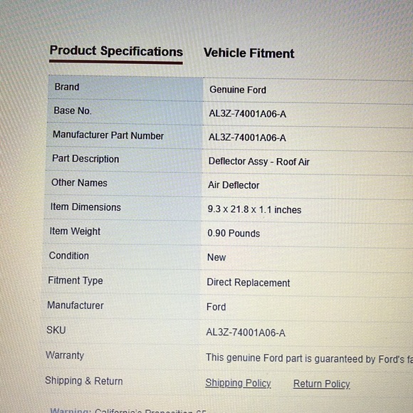 Genuine OEM Ford Air Deflector New - Picture 6 of 6